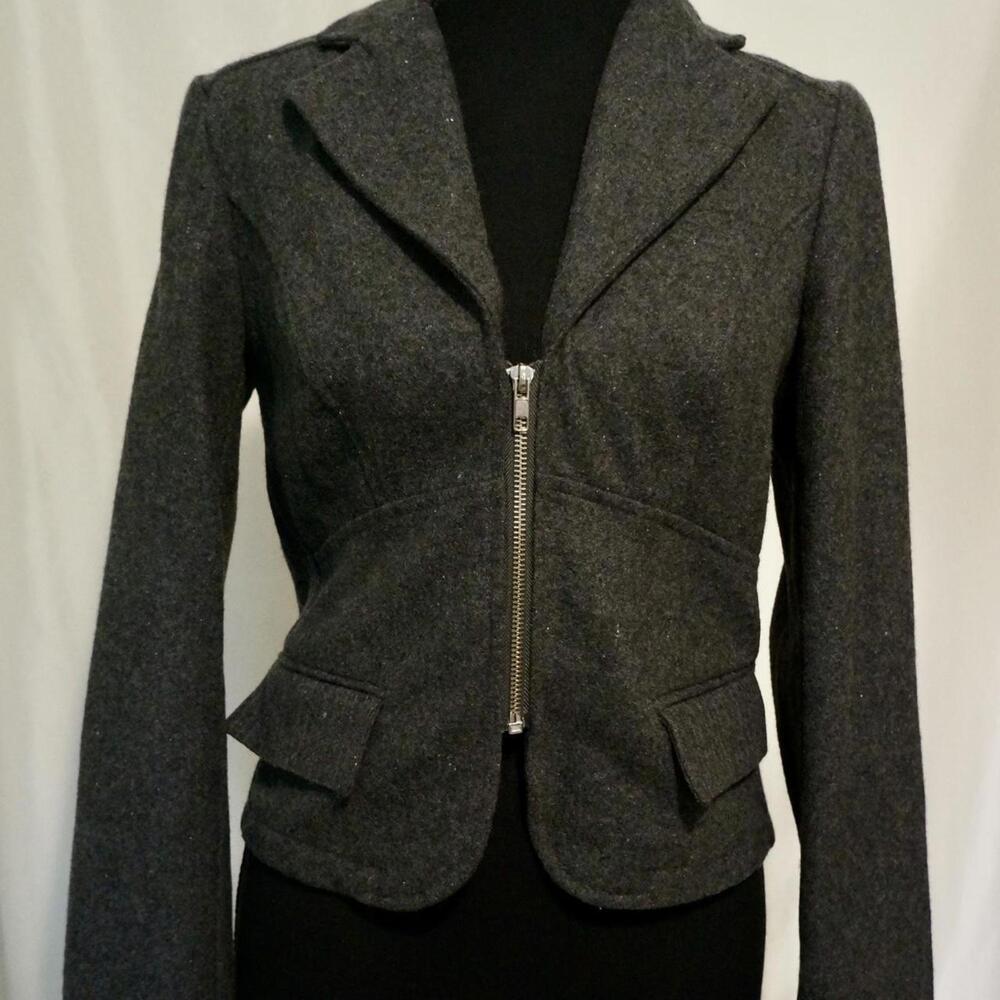 Women's Grey and Black wool blend Jacket